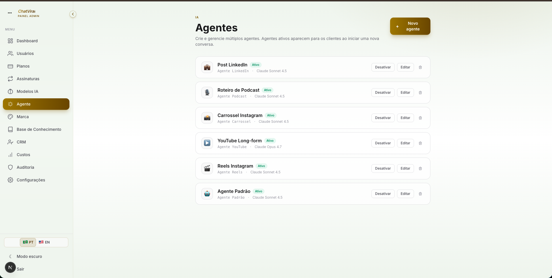 Chat Viral — Agentes