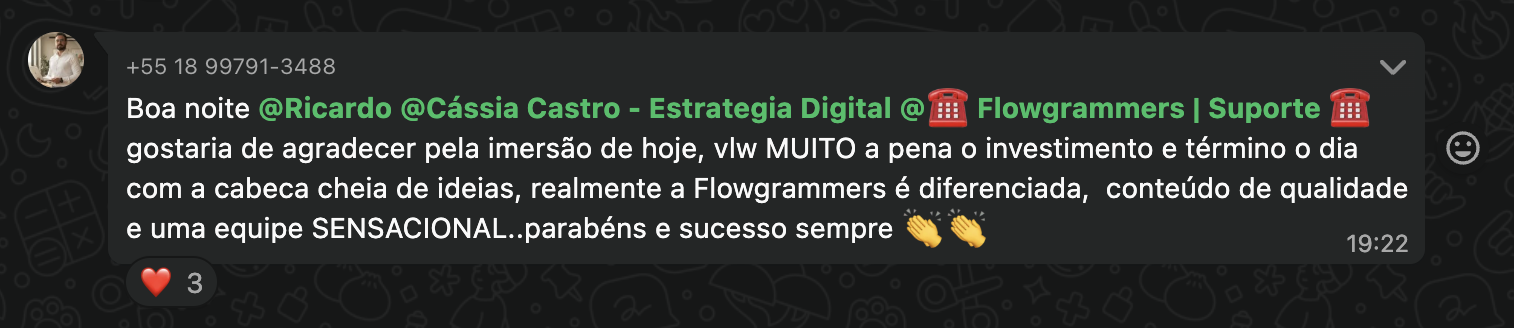 Depoimento — Conteúdo de qualidade